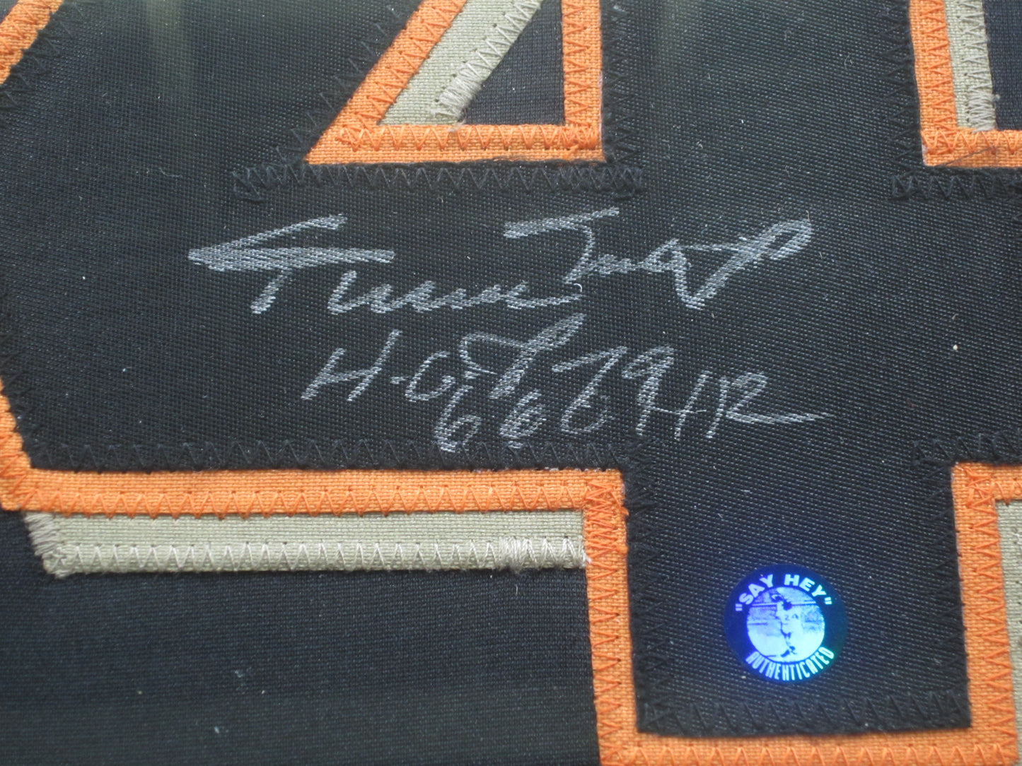 San Francisco Giants Willie Mays Hand Signed Autographed Custom Black Jersey with HOF 79 & 660 HR Inscriptions Framed & Matted with COA
