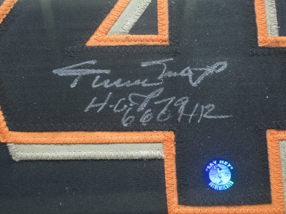 San Francisco Giants Willie Mays Hand Signed Autographed Custom Black Jersey with HOF 79 & 660 HR Inscriptions Framed & Matted with COA