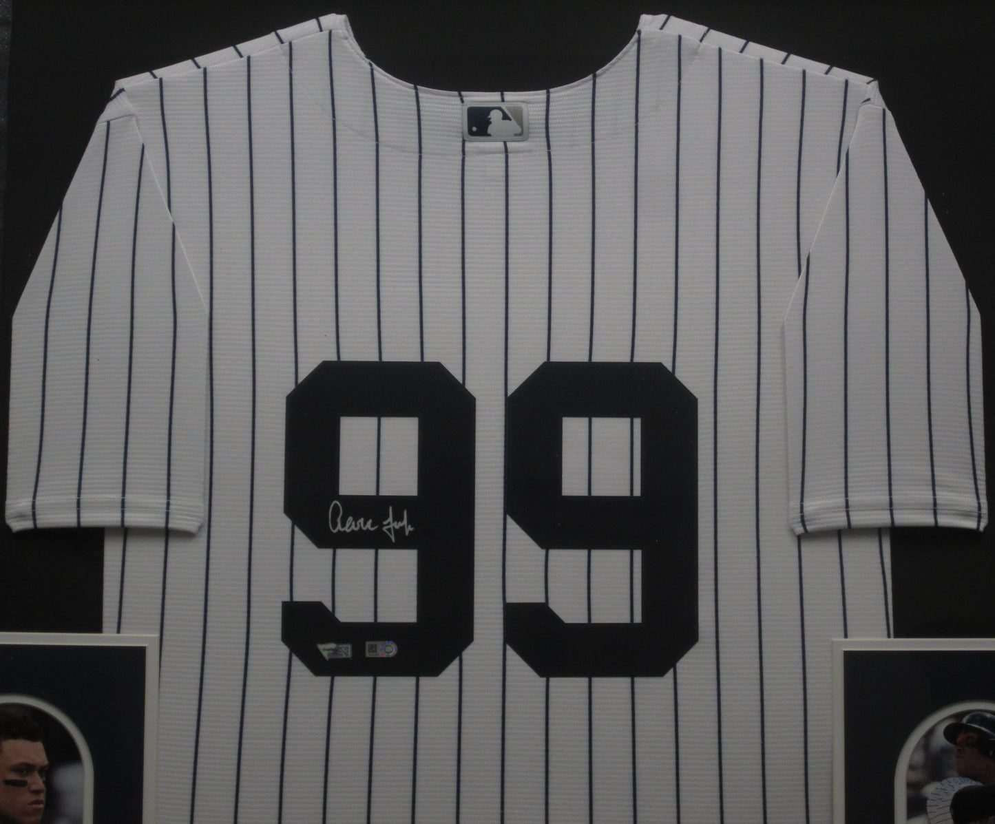 New York Yankees Aaron Judge Hand Signed Autographed Authentic Pin Striped Jersey Framed & Matted with FANATICS Authentic COA