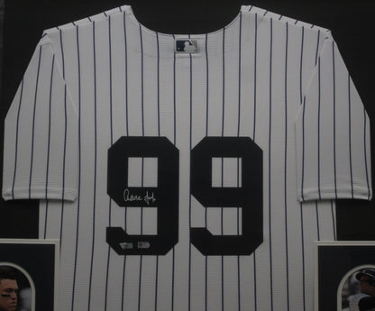 New York Yankees Aaron Judge Hand Signed Autographed Authentic Pin Striped Jersey Framed & Matted with FANATICS Authentic COA