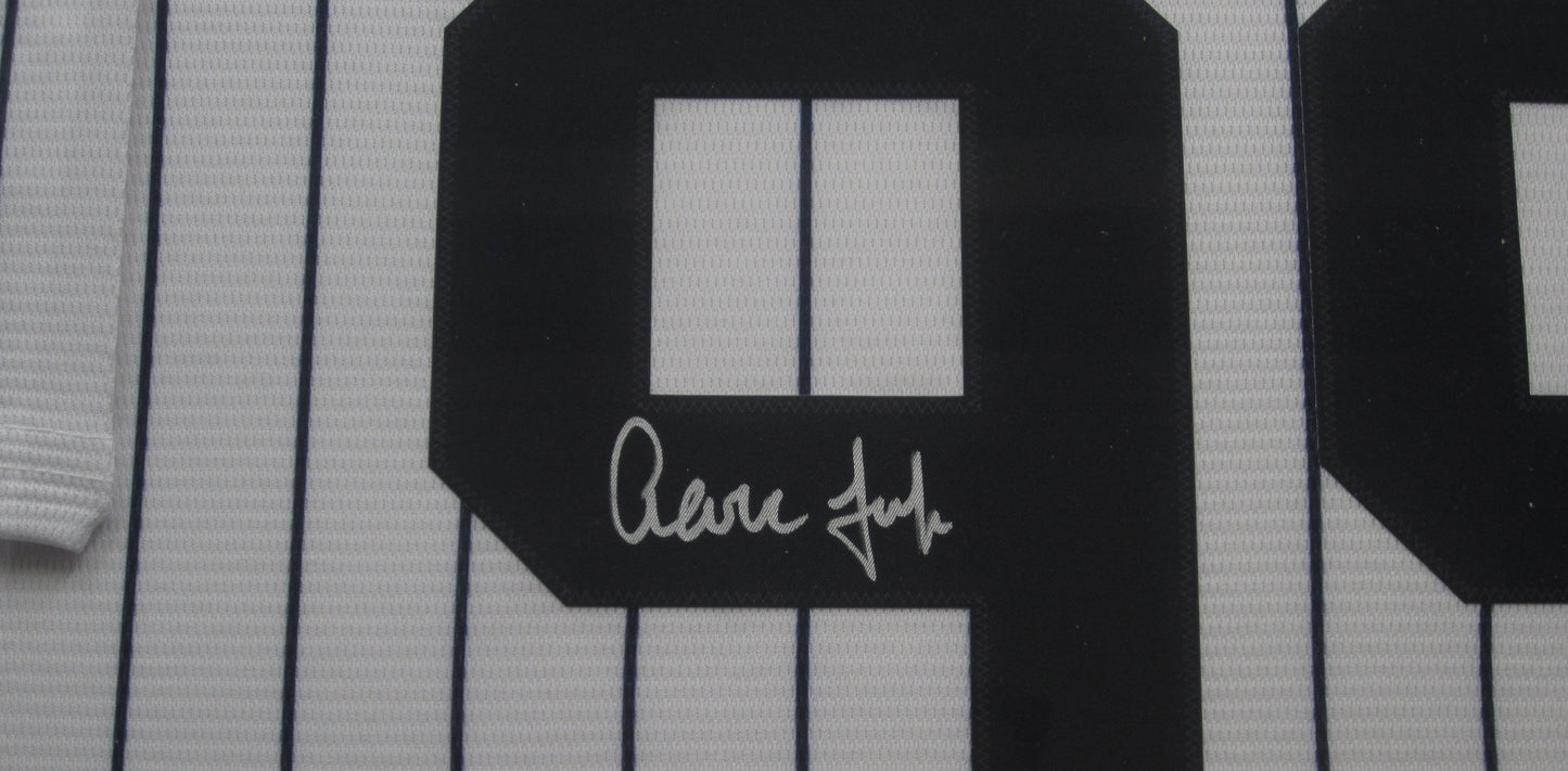 New York Yankees Aaron Judge Hand Signed Autographed Authentic Pin Striped Jersey Framed & Matted with FANATICS Authentic COA