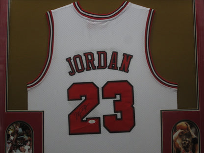 Chicago Bulls Michael Jordan Hand Signed Autographed Custom White Jersey Framed & Matted with COA