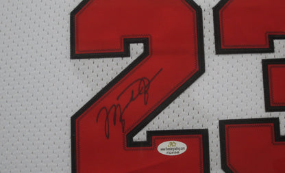 Chicago Bulls Michael Jordan Hand Signed Autographed Custom White Jersey Framed & Matted with COA