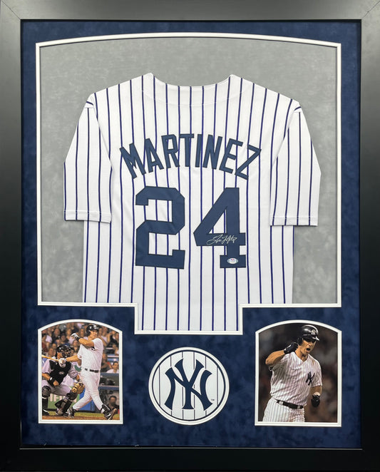 New York Yankees Tino Martinez Hand Signed Autographed Custom Pinstripe Jersey Framed & Suede Matted with JSA COA