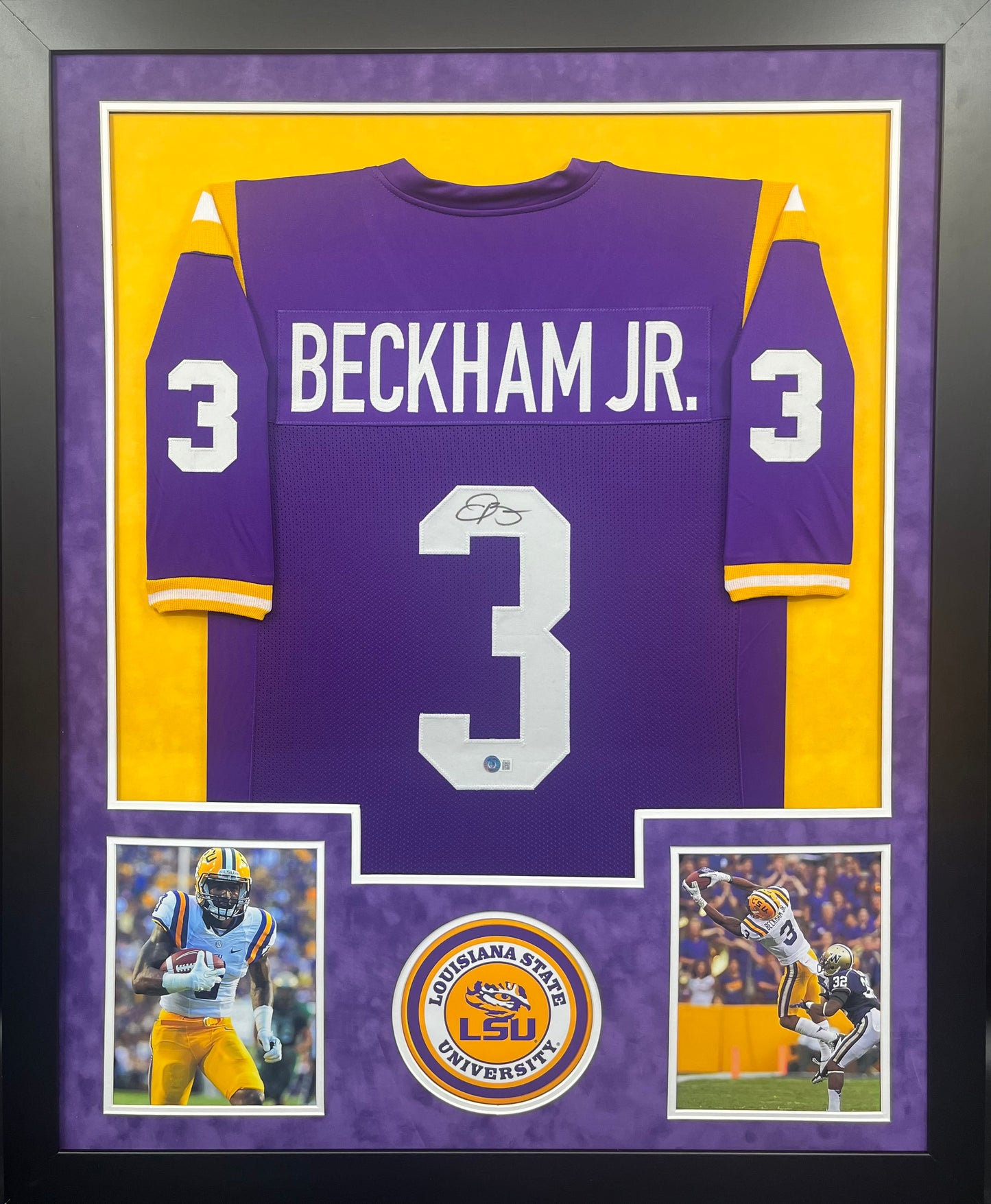 Louisiana State University Tigers Odell Beckham Jr. Hand Signed Autographed Custom Purple Jersey Framed & Suede Matted with BECKETT COA