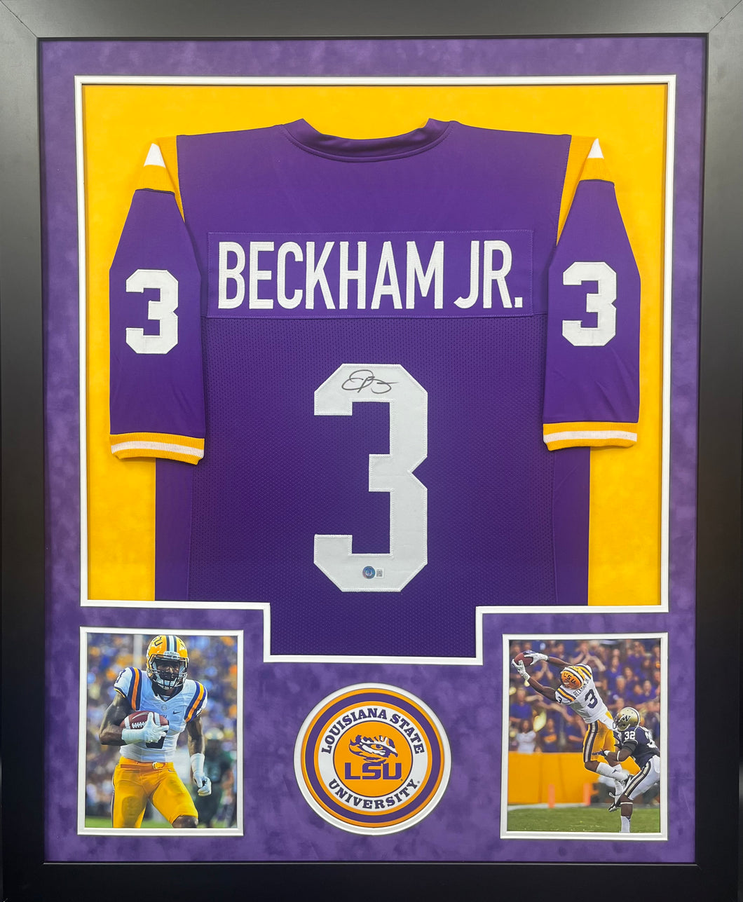 Louisiana State University Tigers Odell Beckham Jr. Signed Custom Jersey Framed & Suede Matted with BECKETT COA