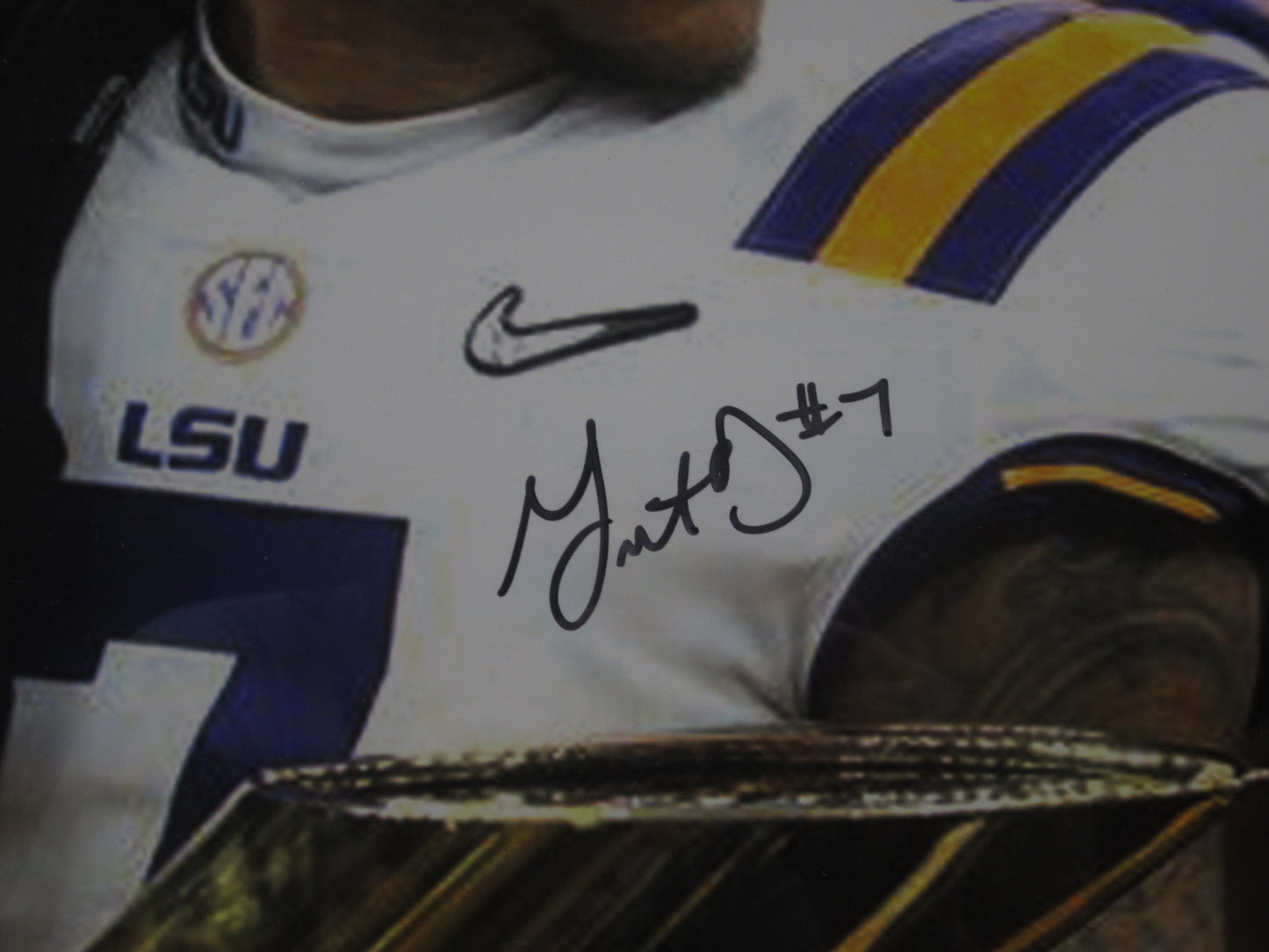 Louisiana State Tigers Grant Delpit Signed 16x20 Photo Framed & Matted with JSA COA
