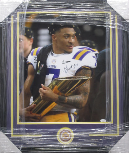 Louisiana State Tigers Grant Delpit Signed 16x20 Photo Framed & Matted with JSA COA