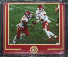 Load image into Gallery viewer, Kansas City Chiefs Patrick Mahomes &amp; Clyde Edwards-Helaire Dual Signed 16x20 Photo Framed &amp; Matted with BECKETT COA