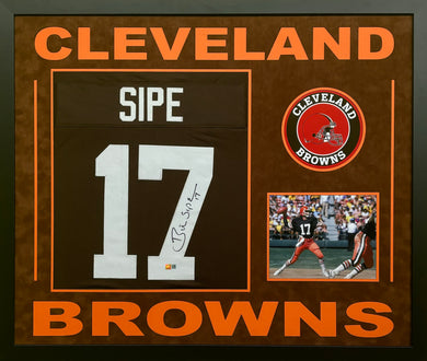 Cleveland Browns Brian Sipe Signed Jersey Framed & Suede Matted with Team Name Cutout TSE COA
