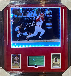 Cincinnati Reds Pete Rose Signed 16x20 Cadillac Framed & Matted Photo with Hit King Inscription & PSA COA