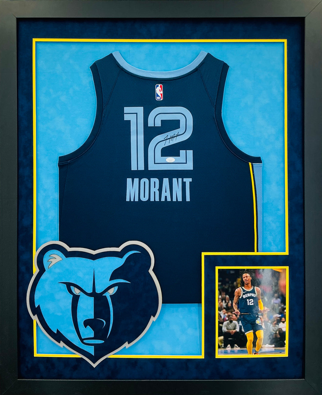 Memphis Grizzlies Ja Morant Hand Signed Autographed Authentic Jersey Custom Framed JSA COA