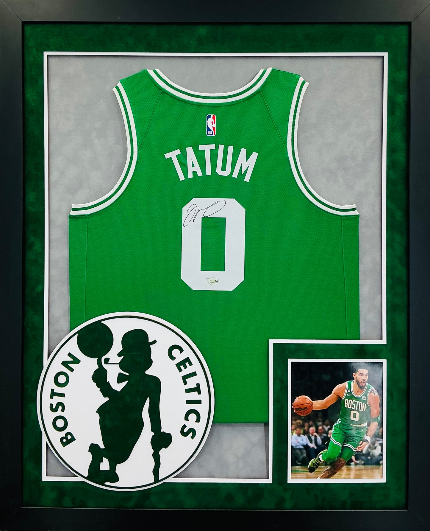 Boston Celtics Jayson Tatum Hand Signed Autographed Authentic Jersey Custom Framed FANATICS COA