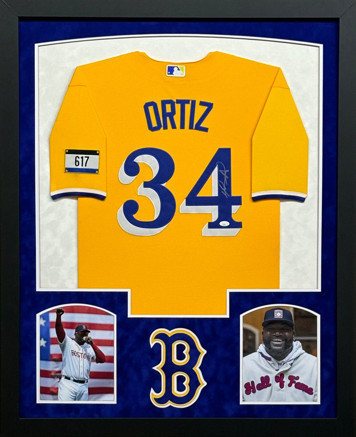 Boston Red Sox David Ortiz Hand Signed Autographed Authentic City Connect Jersey Framed & Suede Matted with JSA COA