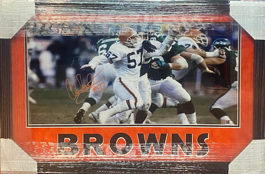 Cleveland Browns Clay Matthews Hand Signed Autographed Panoramic Photo BROWNS Framed & Suede Matted with TRISTAR COA