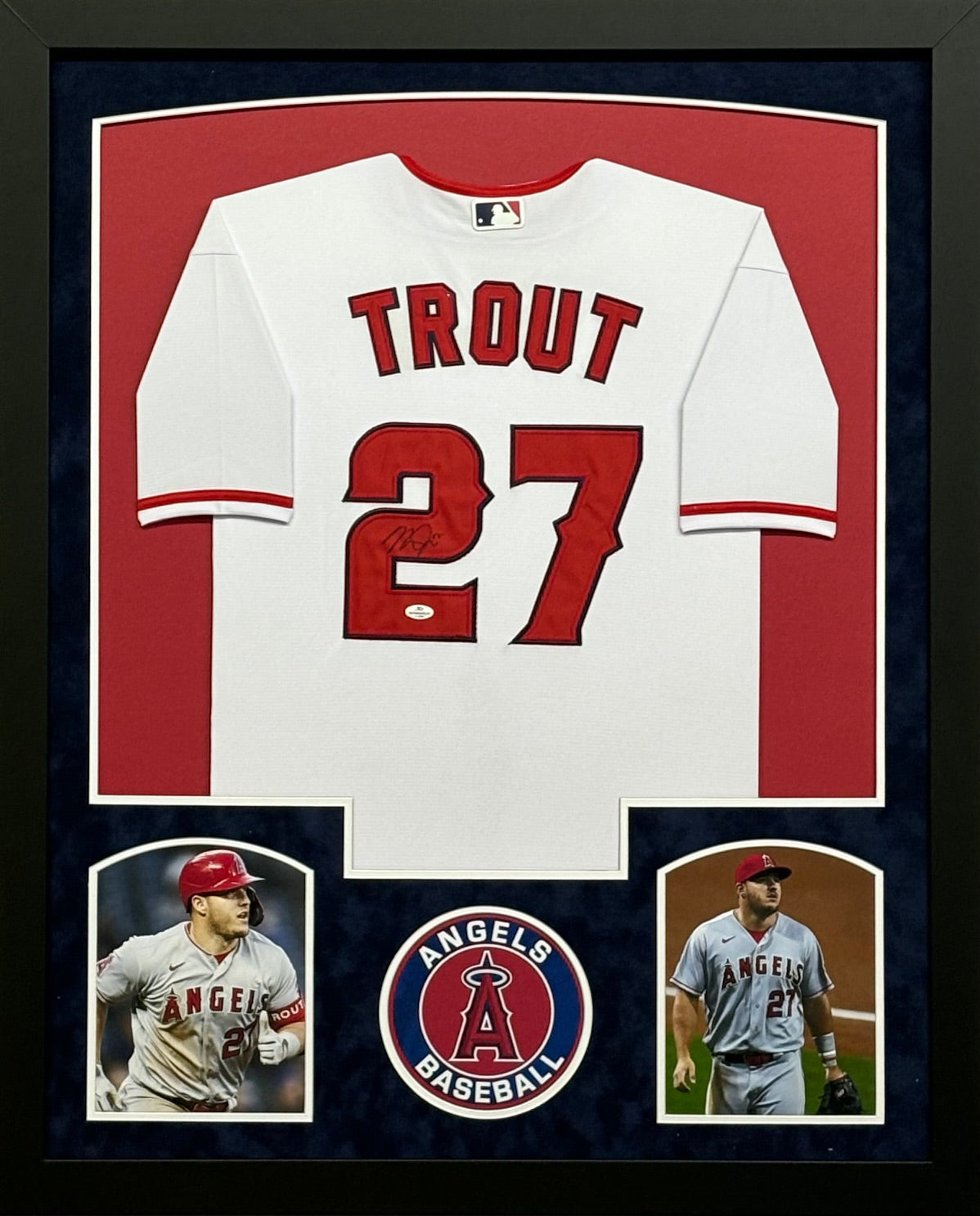 Los Angeles Angels Mike Trout Hand Signed Autographed Authentic White Jersey Framed & Suede Matted with COA