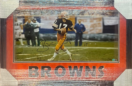 Cleveland Browns Brian Sipe Hand Signed Autographed Panoramic Photo BROWNS Framed & Suede Matted with TRISTAR COA