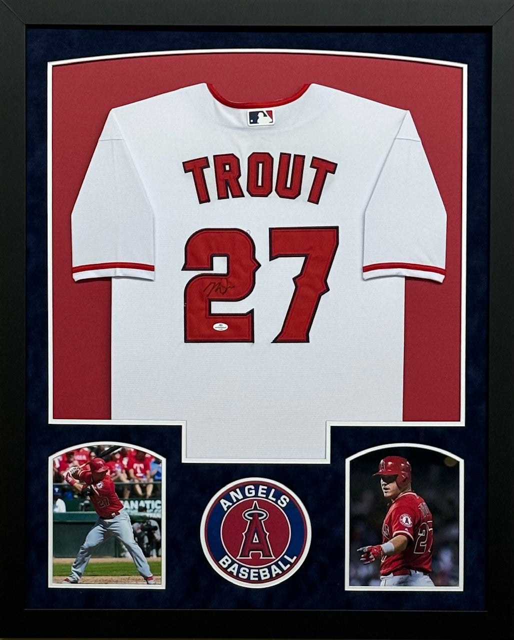 Los Angeles Angels Mike Trout Hand Signed Autographed Authentic White Jersey Framed & Suede Matted with COA