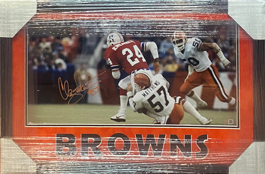 Cleveland Browns Clay Matthews Hand Signed Autographed Panoramic (Tackle) Photo BROWNS Framed & Suede Matted with TRISTAR COA