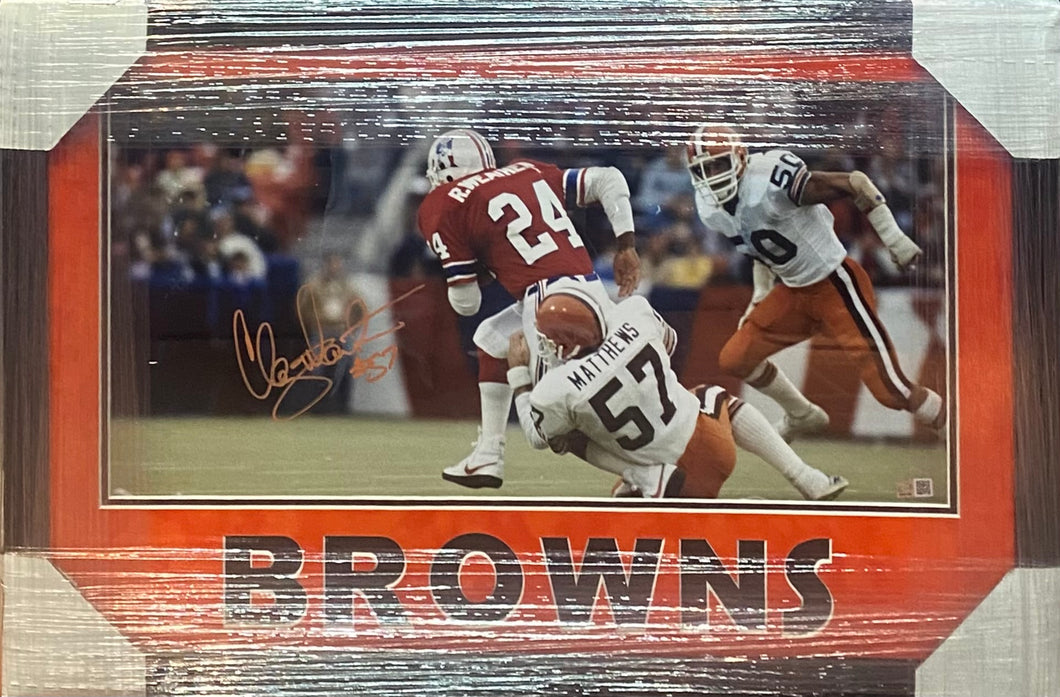 Cleveland Browns Clay Matthews Signed Panoramic (Tackle) Photo BROWNS Framed & Suede Matted with TRISTAR COA
