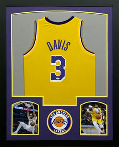 Los Angeles Lakers Anthony Davis Signed Yellow Jersey Framed & Matted with COA