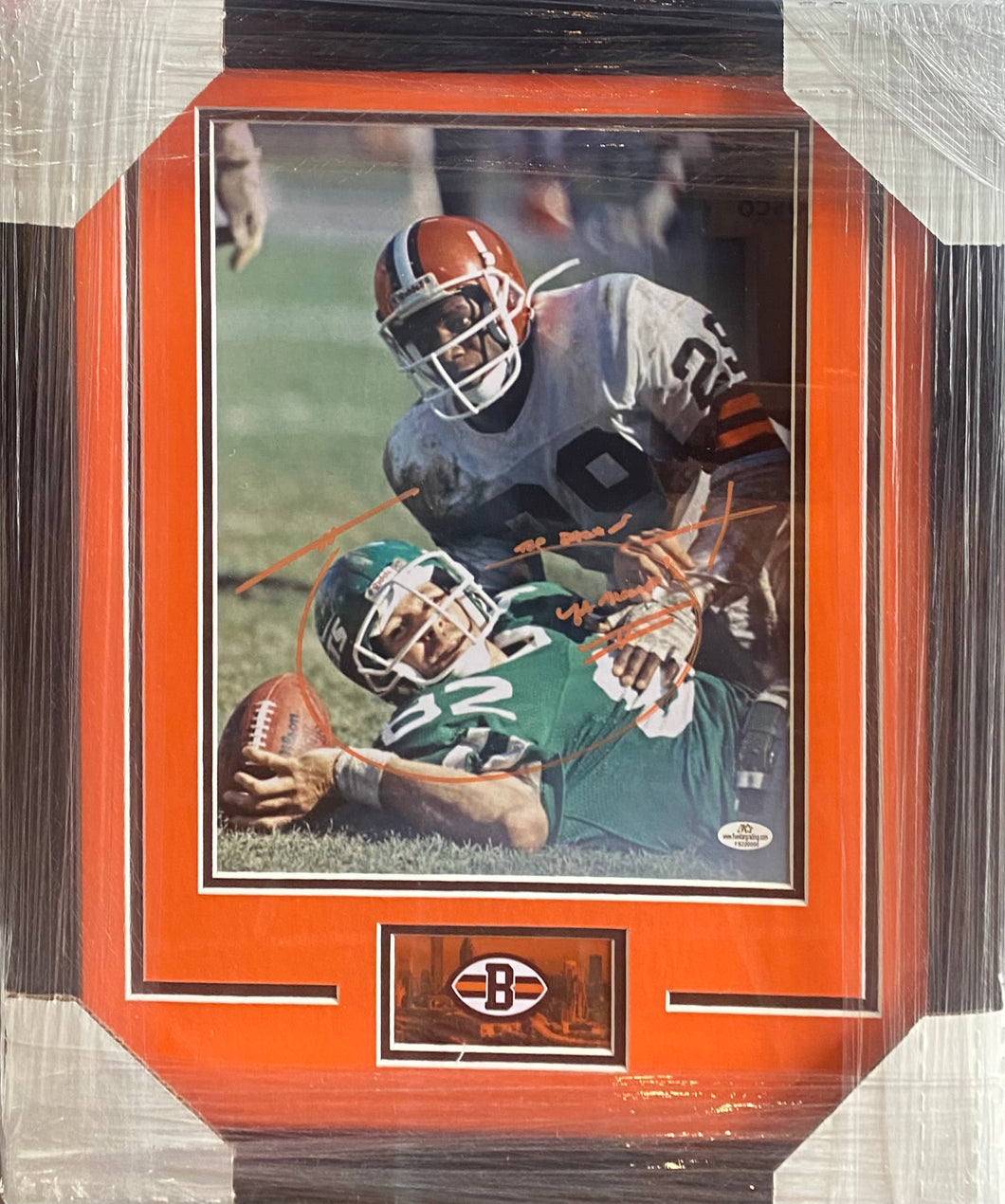 Cleveland Browns Hanford Dixon Signed with Inscriptions (In Orange) 11x14 Photo Framed & Matted with COA