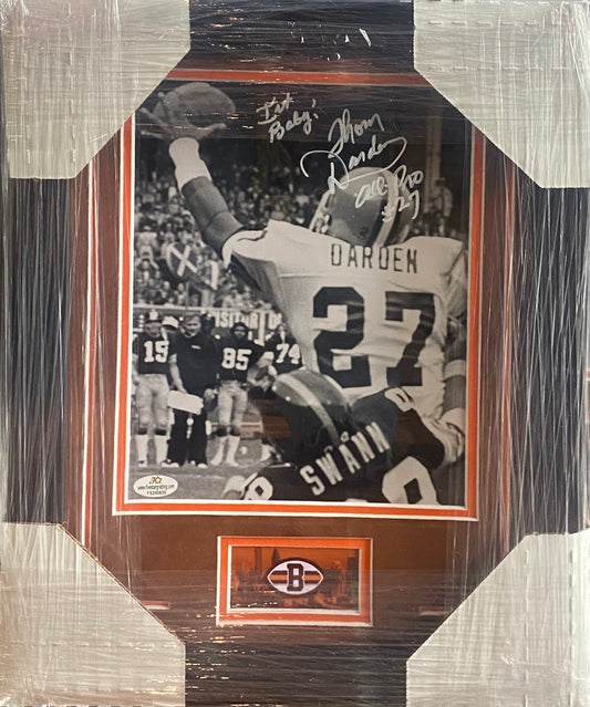 Cleveland Browns Thom Darden Hand Signed Autographed with Int Baby! & All Pro #27 Inscriptions 8x10 Photo Framed & Matted with COA
