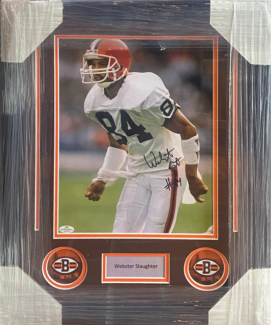 Cleveland Browns Webster Slaughter Hand Signed Autographed 11x14 Photo Framed & Matted with Nameplate COA