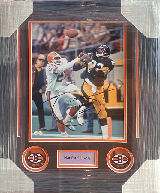 Cleveland Browns Hanford Dixon Hand Signed Autographed with Inscriptions (In Black) 11x14 Photo Framed & Matted with COA