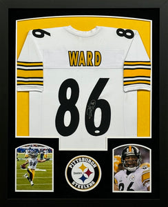 Pittsburgh Steelers Hines Ward Signed White Jersey Framed & Suede Matted with JSA COA