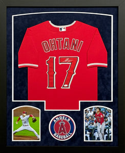 Los Angeles Angels Shohei Ohtani Signed Red Jersey Framed & Suede Matted with COA