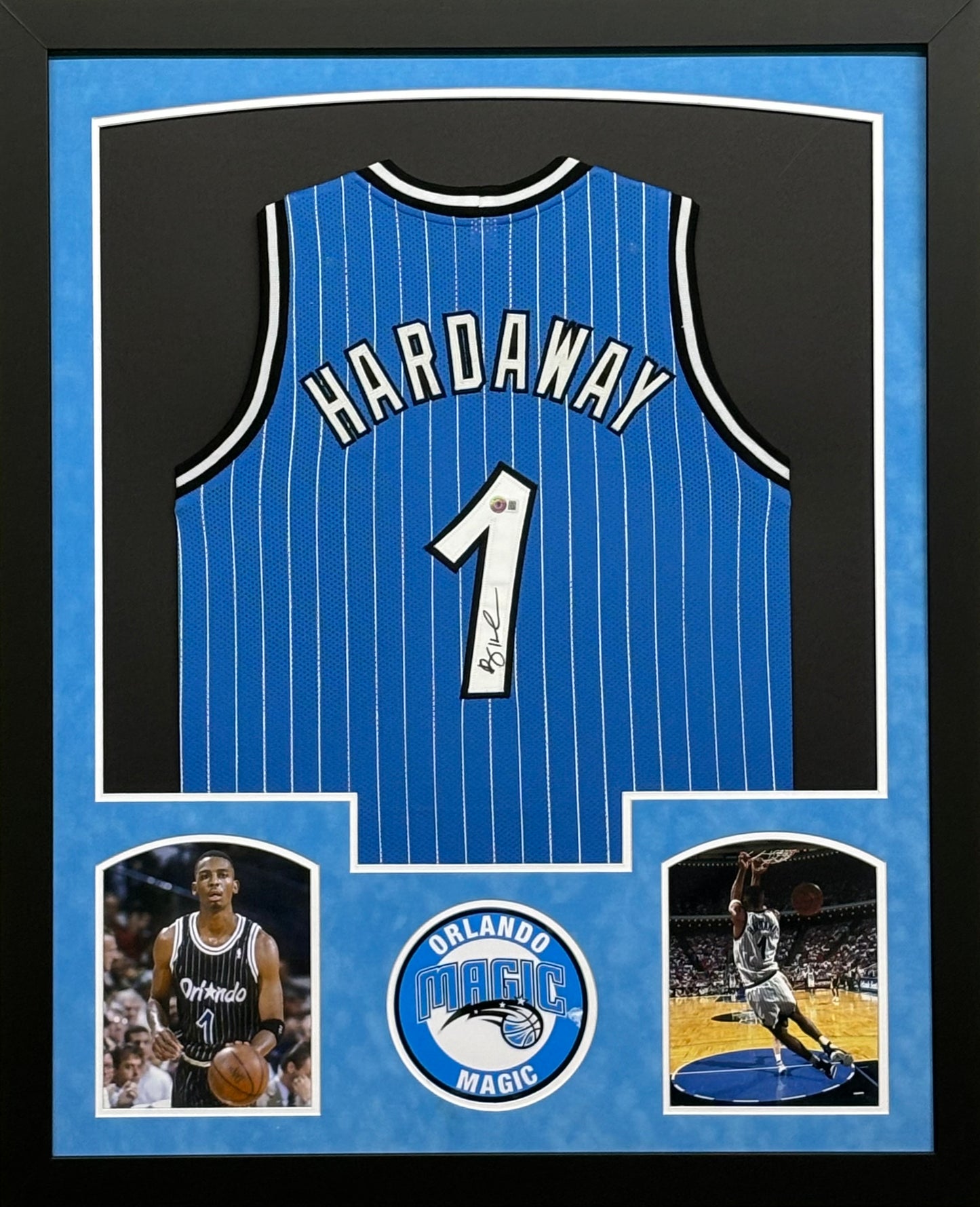 Orlando Magic Penny Hardaway Hand Signed Autographed Custom Blue Jersey Framed & Suede Matted with BECKETT COA