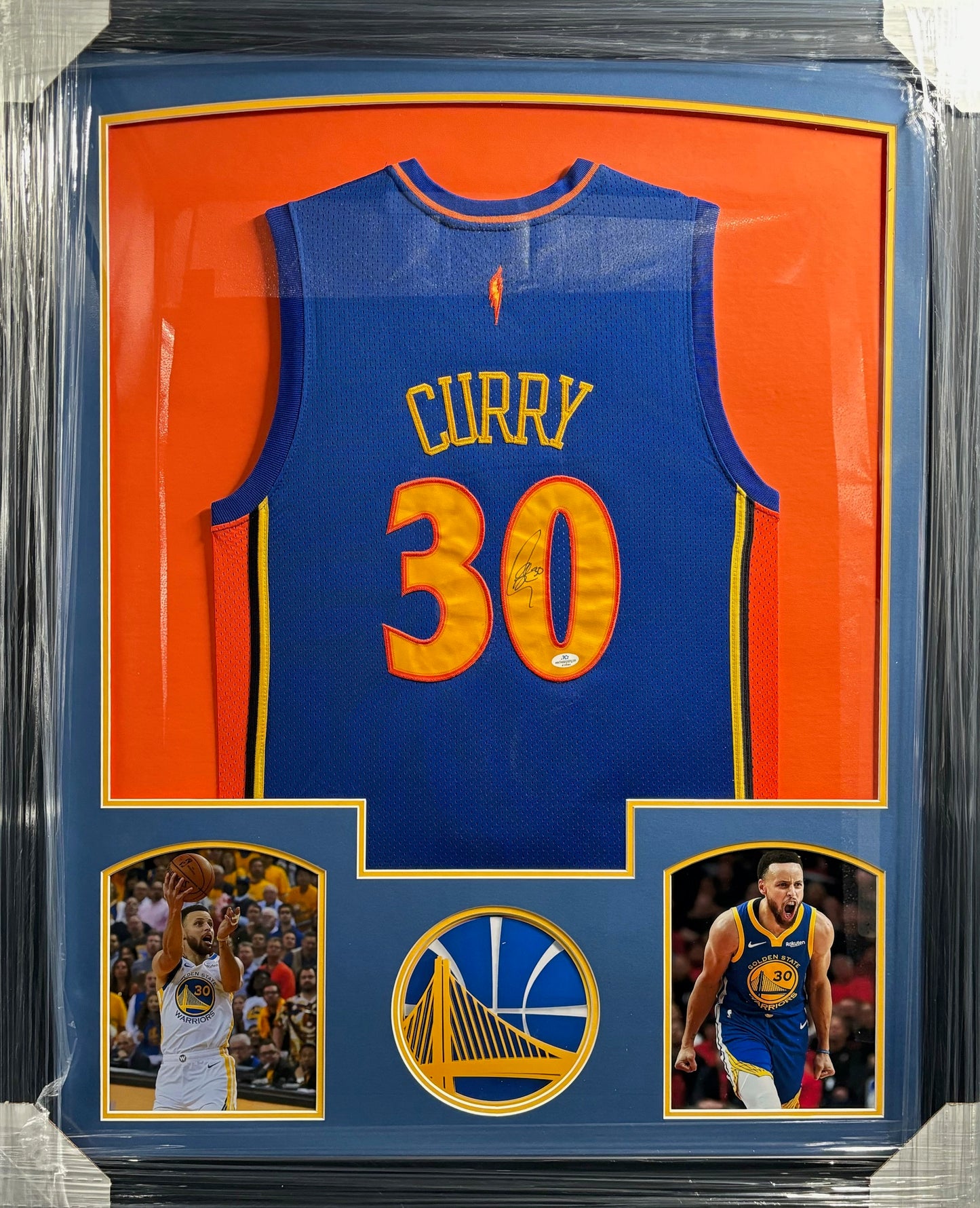 Golden State Warriors Stephen Curry Hand Signed Autographed Authentic Blue Jersey Framed & Matted with COA