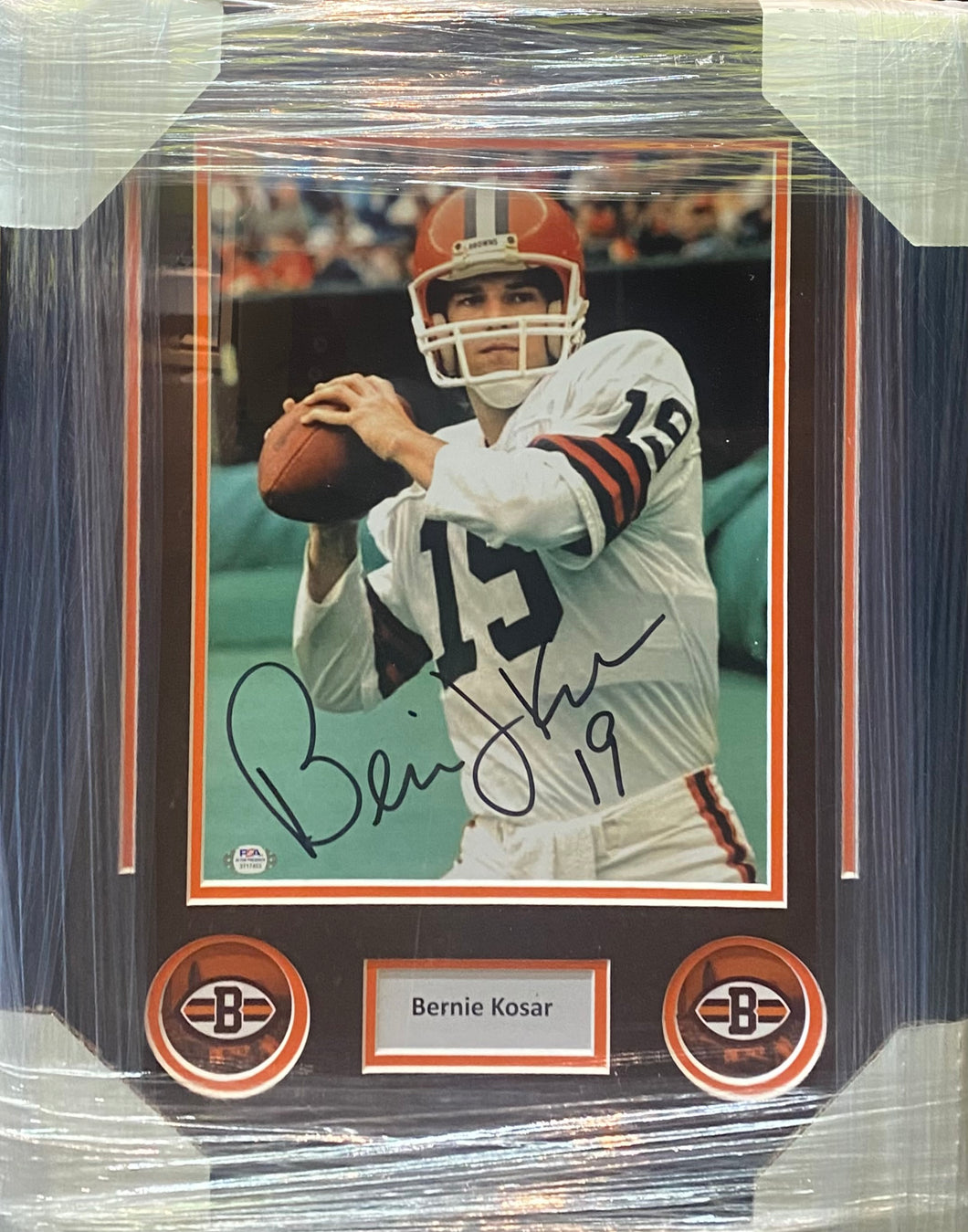 Cleveland Browns Bernie Kosar Signed 11x14 Photo Framed & Matted with PSA COA