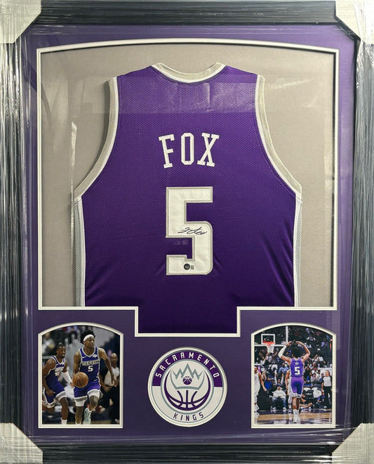 Sacramento Kings De'Aaron Fox Hand Signed Autographed Custom Purple Jersey Framed & Matted with BECKETT COA