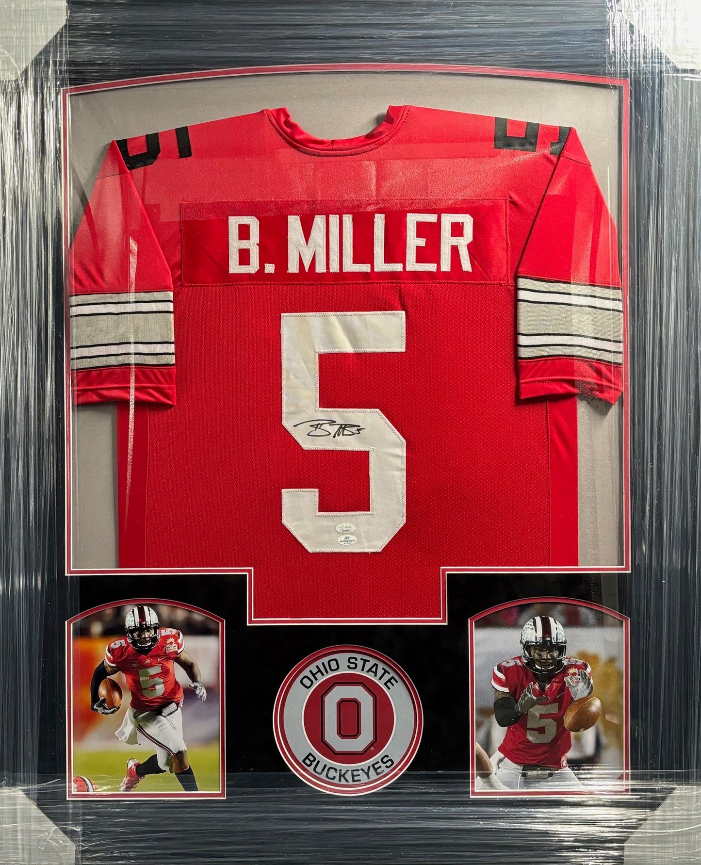 The Ohio State University Buckeyes Braxton Miller Hand Signed Autographed Custom Red Jersey Framed & Suede Matted with JSA COA