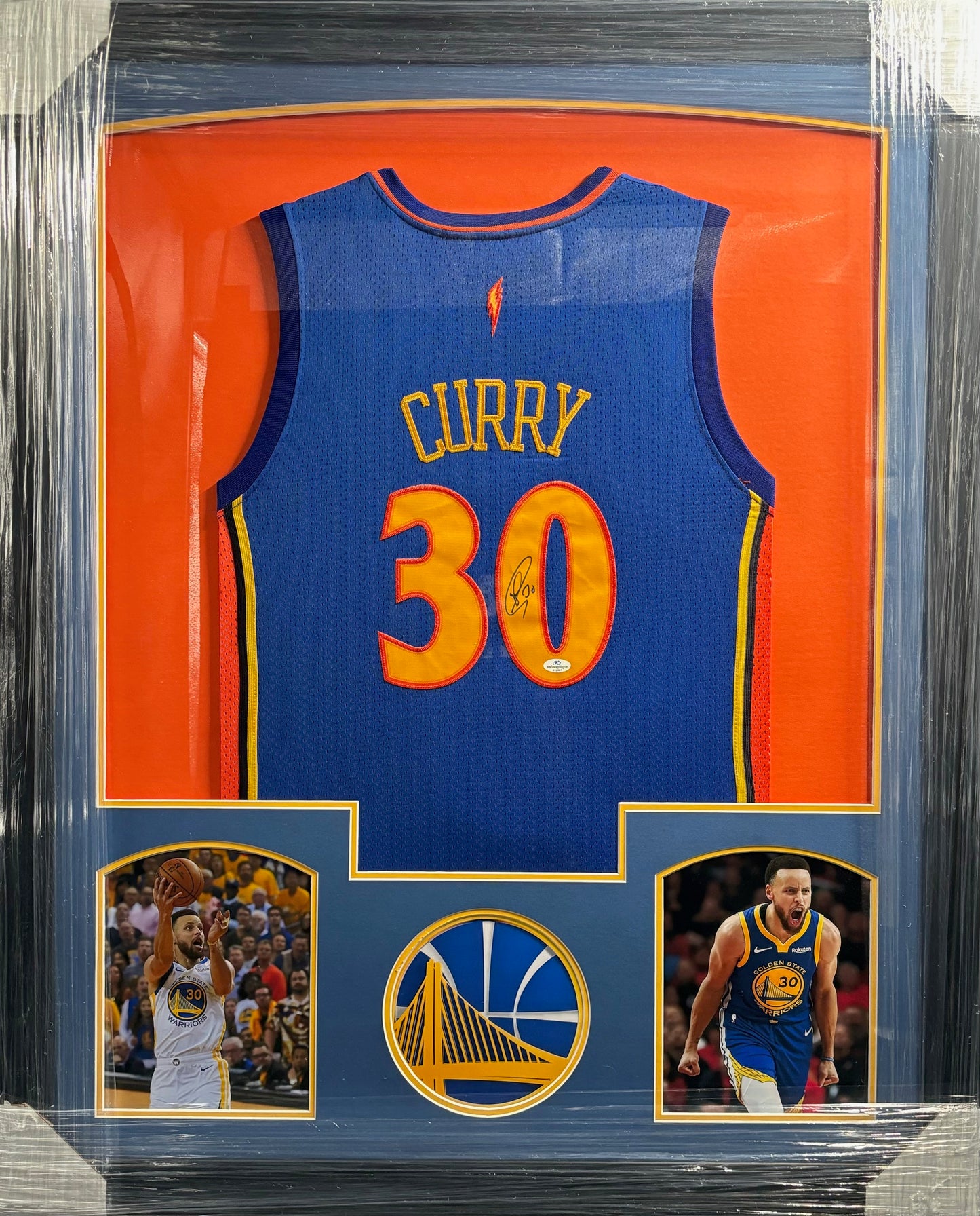 Golden State Warriors Stephen Curry Hand Signed Autographed Authentic Blue Jersey Framed & Matted with COA