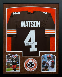 Cleveland Browns Deshaun Watson Signed Brown Jersey Framed & Suede Matted with BECKETT COA