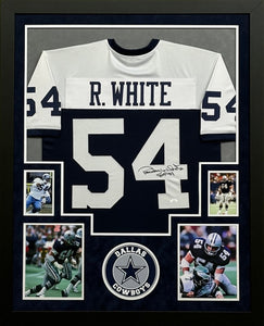 Dallas Cowboys Randy White Signed Blue Jersey with HOF 94 Inscription Framed & Suede Matted with JSA COA