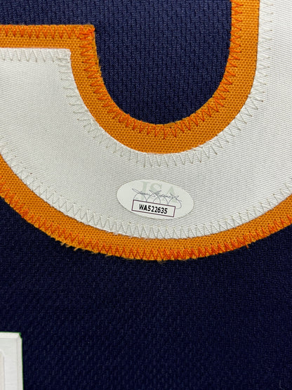 Chicago Bears Mike Singletary Hand Signed Autographed Custom Blue Jersey Framed & Suede Matted with JSA COA