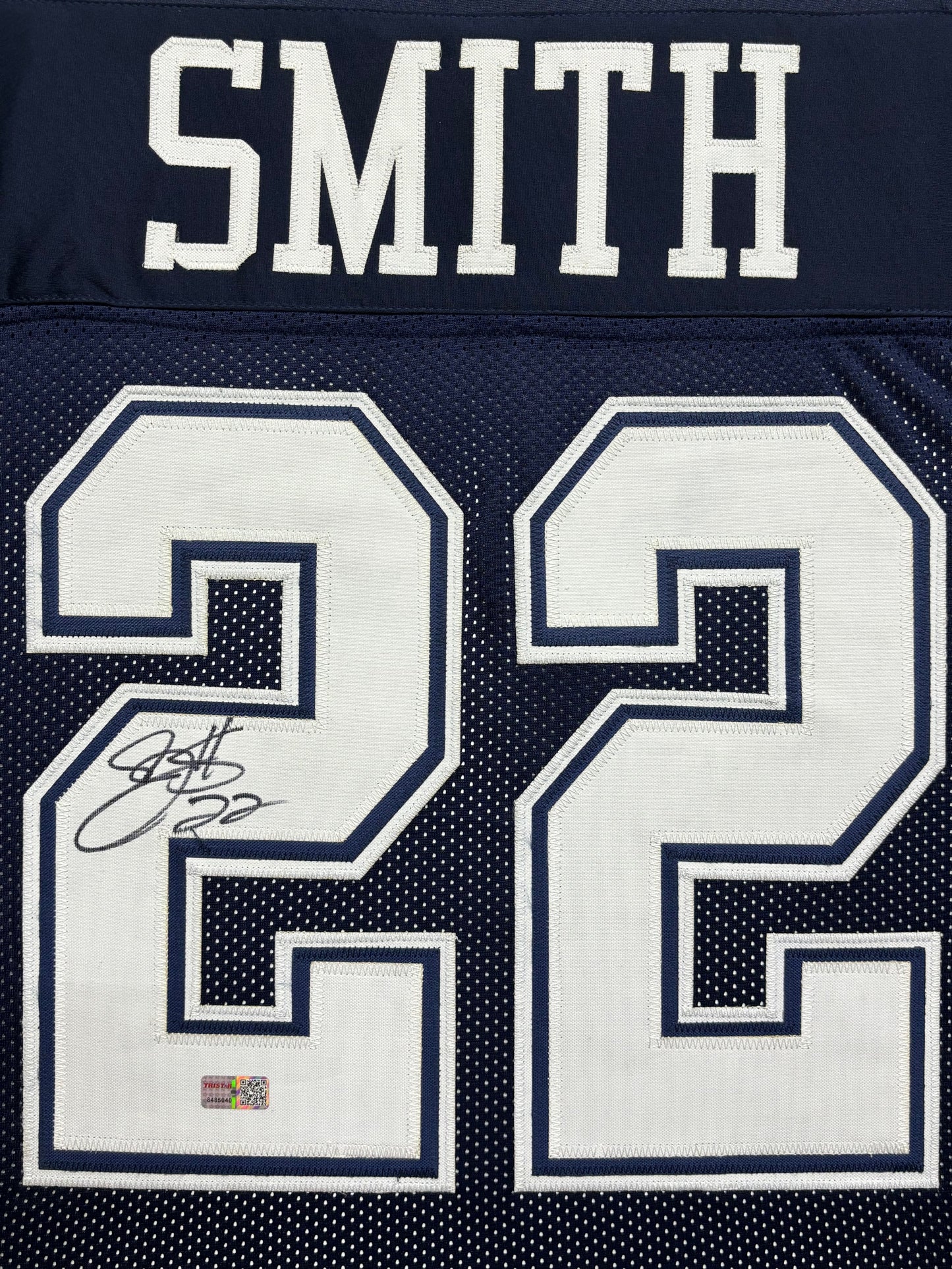 Dallas Cowboys Emmitt Smith Hand Signed Autographed Custom Blue Jersey Framed & Suede Matted with TRISTAR COA