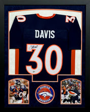 Load image into Gallery viewer, Denver Broncos Terrell Davis Signed Blue Jersey Framed &amp; Suede Matted with BECKETT COA