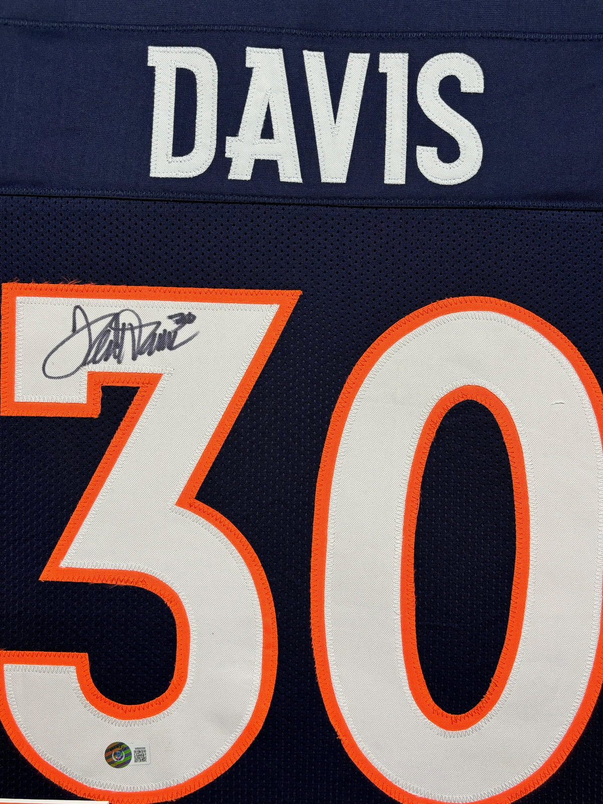 Denver Broncos Terrell Davis Hand Signed Autographed Blue Jersey Framed & Suede Matted with BECKETT COA