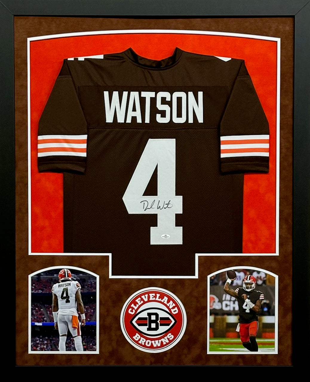 Cleveland Browns Deshaun Watson Hand Signed Autographed Custom Brown Jersey Framed & Suede Matted with COA
