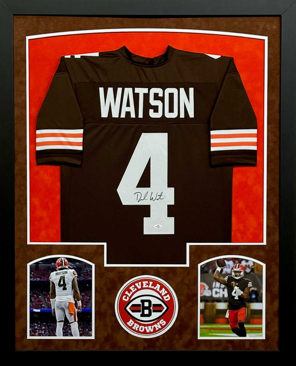 Cleveland Browns Deshaun Watson Signed Brown Jersey Framed & Suede Matted with COA
