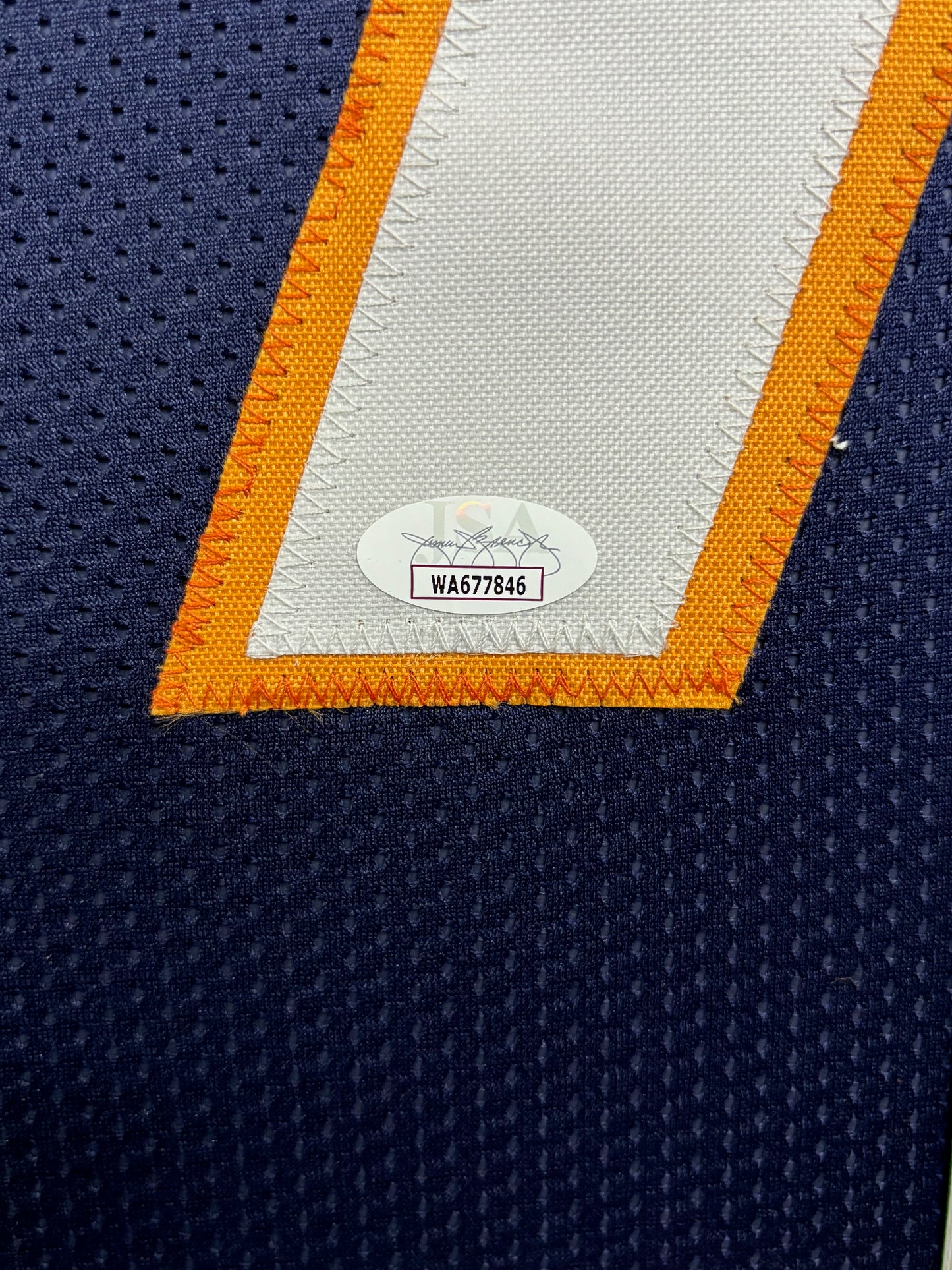 Denver Broncos Ed McCaffrey Hand Signed Autographed Custom Blue Jersey Framed & Suede Matted with JSA COA