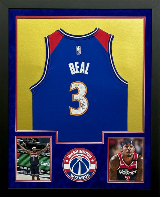 Washington Wizards Bradley Beal Hand Signed Autographed Custom Blue Jersey Framed & Suede Matted with BECKETT COA