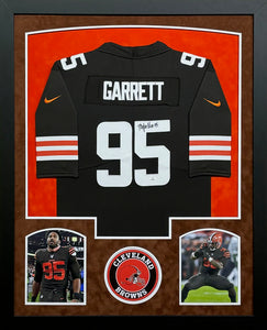 Cleveland Browns Myles Garrett Signed Brown Jersey Framed & Suede Matted with COA