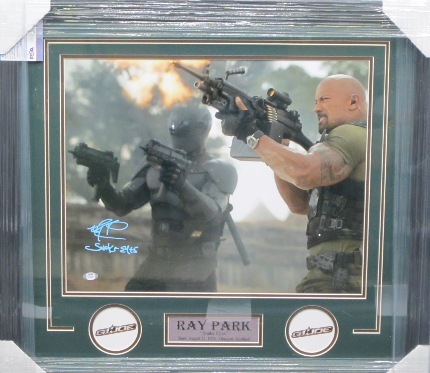 G.I. Joe: The Rise of the Cobra "Snake-Eyes" Ray Park Signed 16x20 Photo with Snake Eyes Inscription Framed & Matted with PSA COA