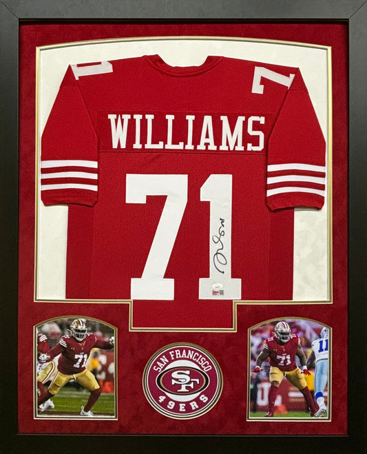San Francisco 49ers Trent Williams Hand Signed Autographed Custom Red Jersey Framed & Double Suede Matted JSA COA
